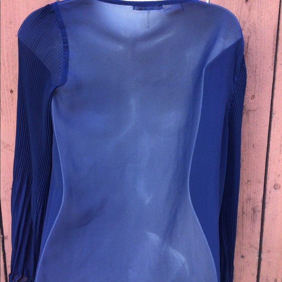 Freebird Navy Blue Sheer Long Sleeve Top - Picture 3 of 4